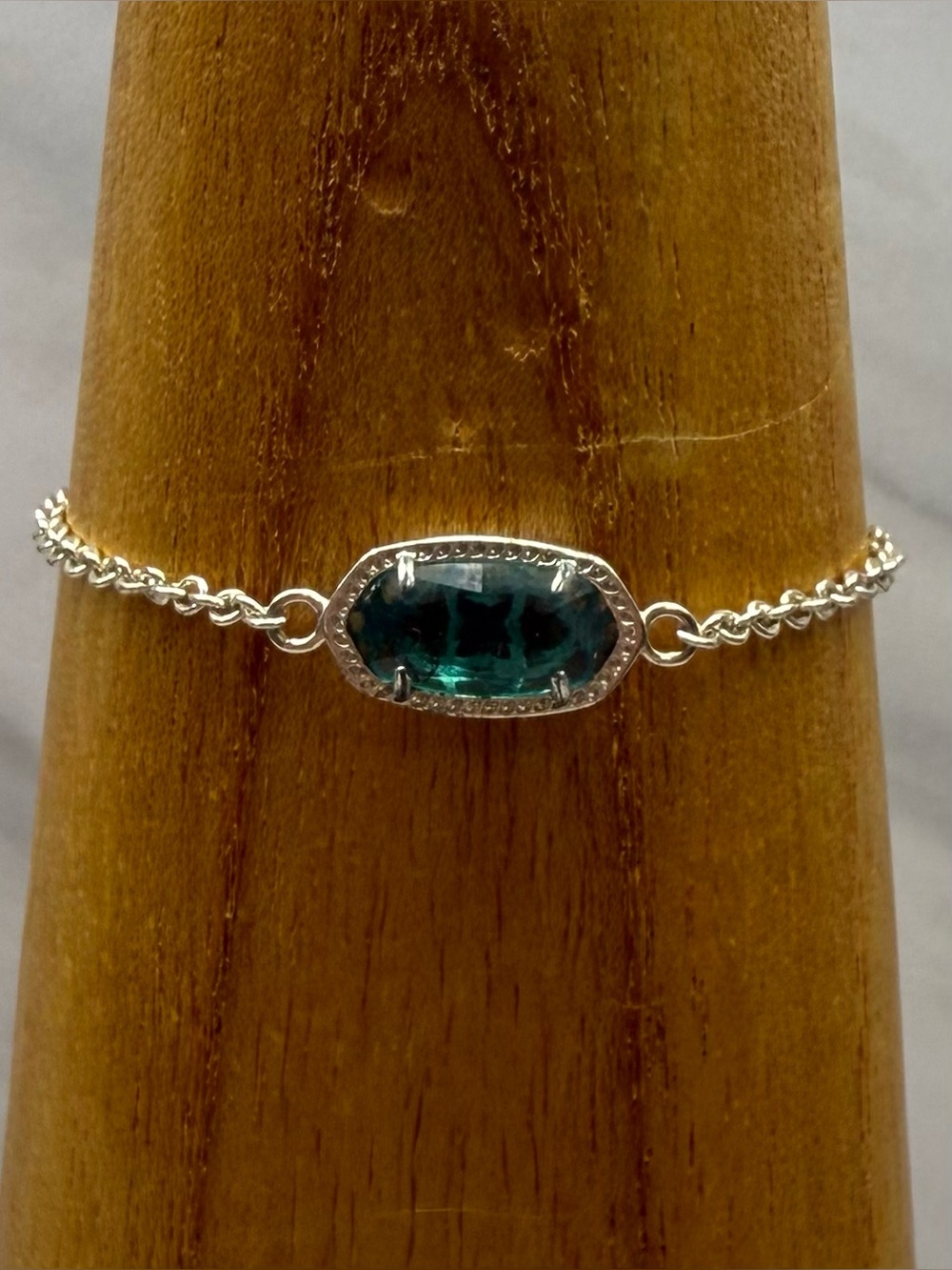 Kendra Scott Green Gemstone Chain Bracelet